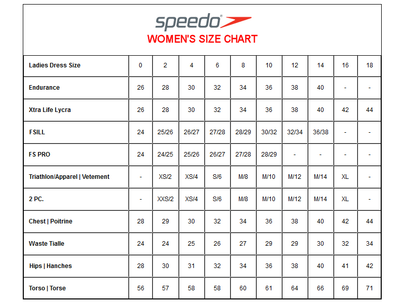 Speedo Shoe Size Chart