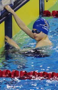Ameen after winning  the gold medal at 50m breast.